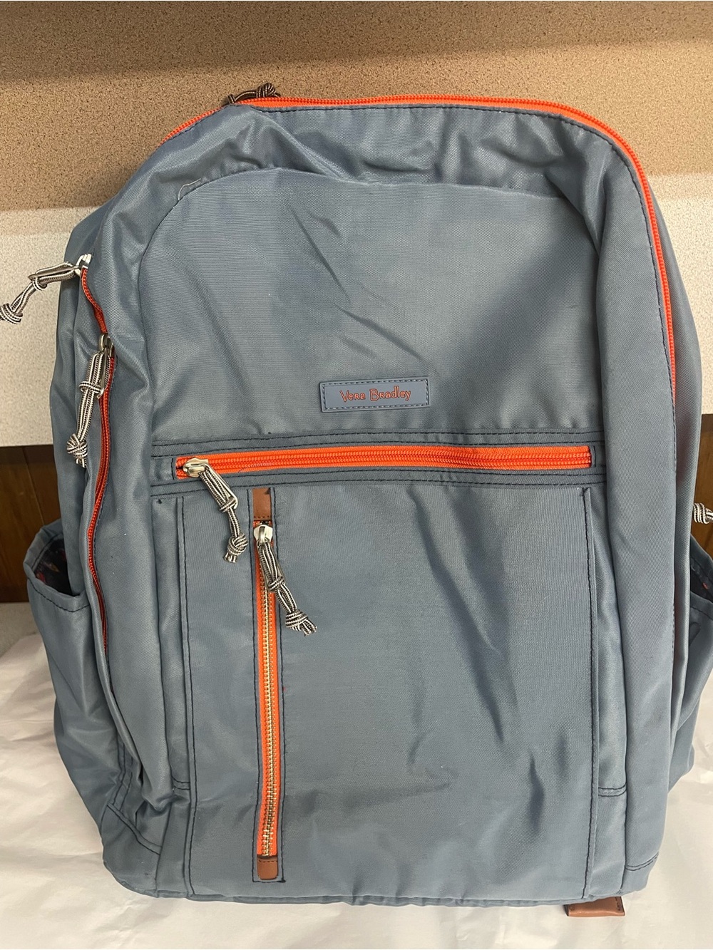 Vera Bradley Blue Backpack with Orange Zippers